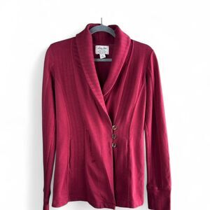 Lucky Brand Women's Wrap Cardigan Sz Small Lucky Lotus Line Burgundy Preppy